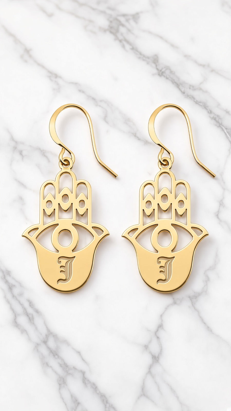 Hamsa Personalized Initial Earrings