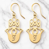 Hamsa Personalized Initial Earrings