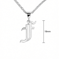 Gothic Script Initial Necklace | Sterling Silver | Lifetime Guarantee