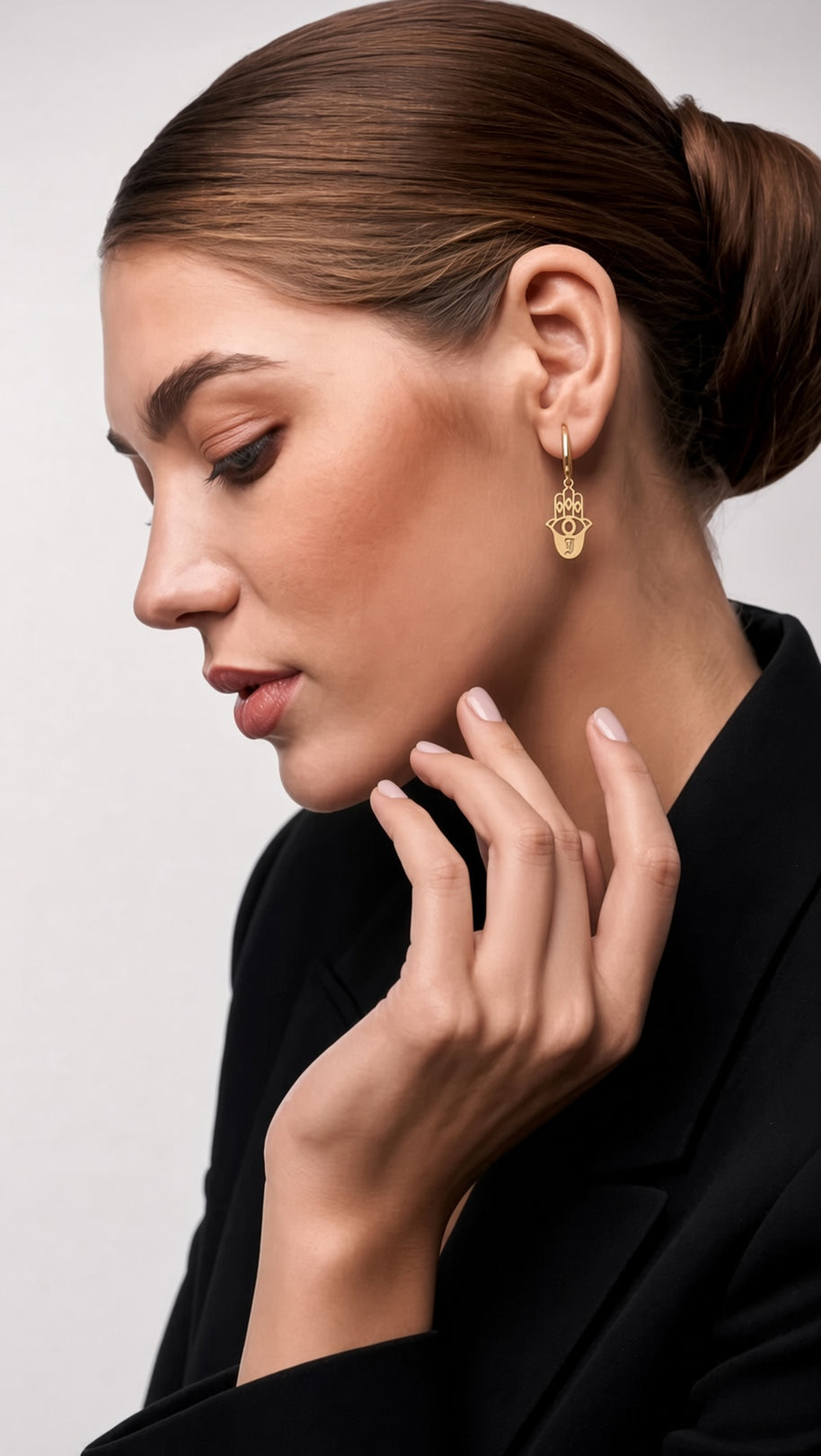 Hamsa Personalized Initial Earrings