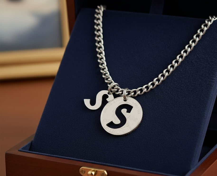 Liberty Letters- Initials Necklace - Minted from U.S. Quarters - Personalized Initial