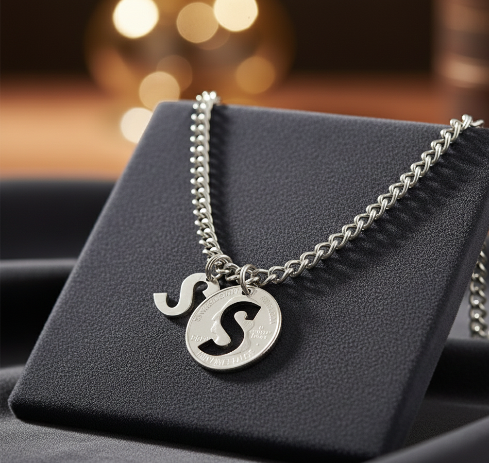 Liberty Letters- Initials Necklace - Minted from U.S. Quarters - Personalized Initial