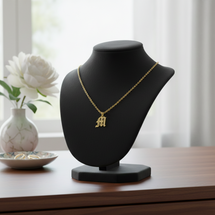 Old English Initial Necklace in Sterling Silver or Gold Plated Sterling Silver - Personalized Initial