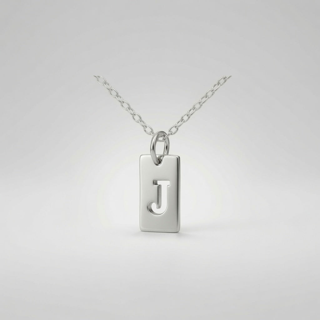 Tab Initial Necklace Personalized Pendant