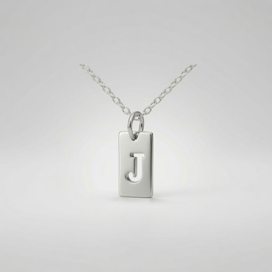 Tab Initial Necklace Personalized Pendant