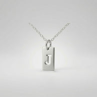 Tab Initial Necklace Personalized Pendant