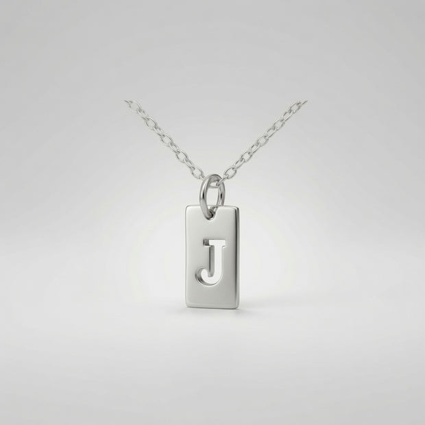 Tab Initial Necklace Personalized Pendant