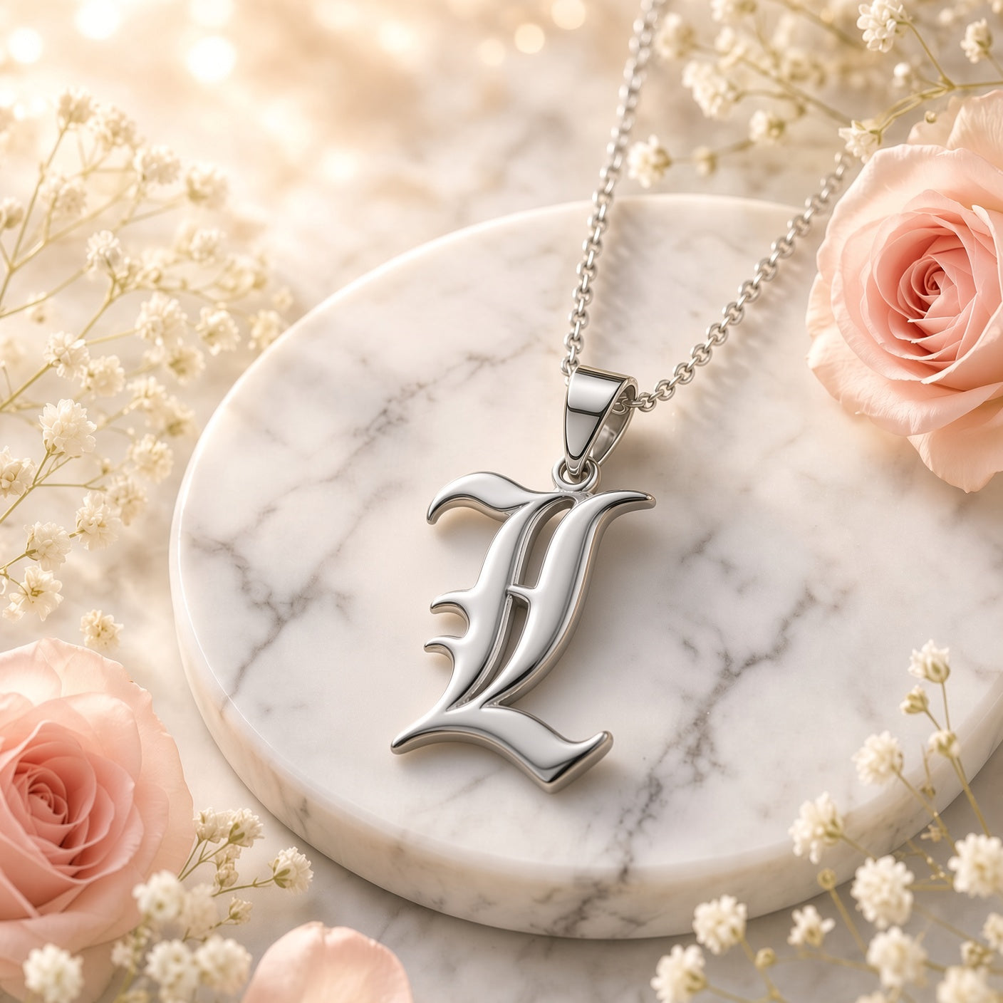 GOTHIC HERO – HEAVYWEIGHT OLD ENGLISH INITIAL NECKLACE