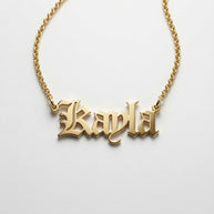Classic Old English  Gothic Nameplate Necklace
