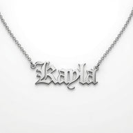 Classic Old English  Gothic Nameplate Necklace