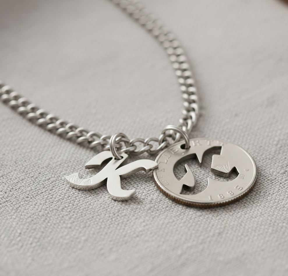 Liberty Letters- Initials Necklace - Minted from U.S. Quarters - Personalized Initial