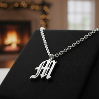 Old English Initial Necklace in Sterling Silver or Gold Plated Sterling Silver - Personalized Initial