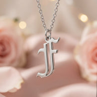 Old English Initial Necklace | Sterling Silver | 14K Gold Plated Pendant