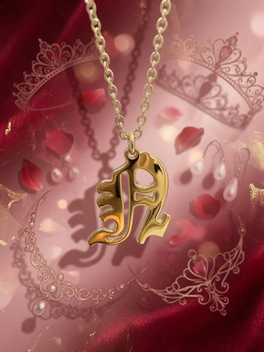 Old English Initial Necklace | Sterling Silver | 14K Gold Plated Pendant