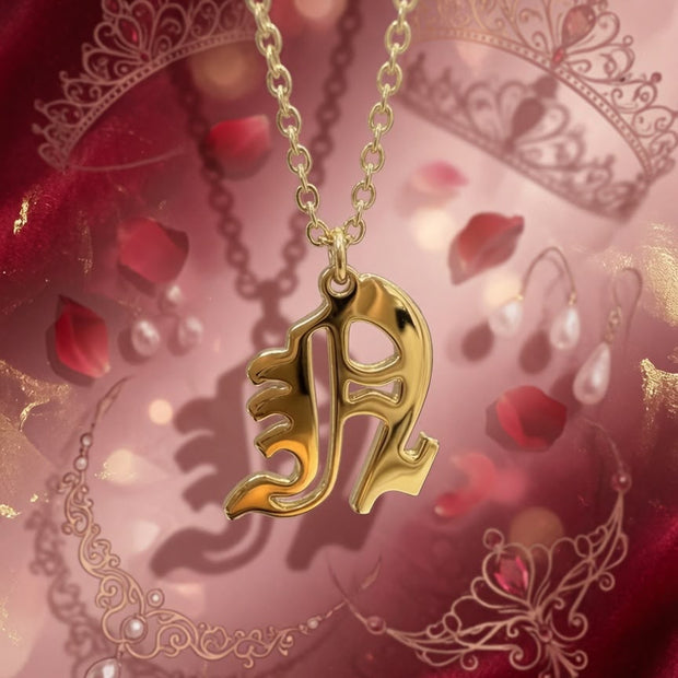 Old English Initial Necklace | Sterling Silver & 14K Gold Plated