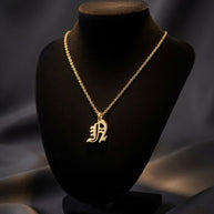 Old English Initial Necklace | Sterling Silver | 14K Gold Plated Pendant