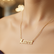 Old English Double Nameplate Necklace Custom Name Personalized