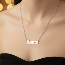 Old English Double Nameplate Necklace Custom Name Personalized