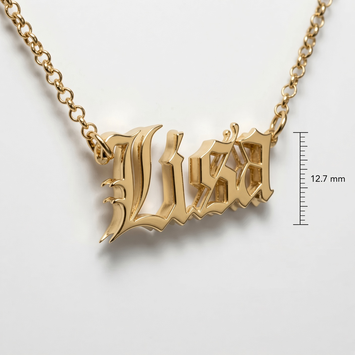 Old English Double Nameplate Necklace | Sterling Silver, USA