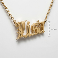 Old English Double Nameplate Necklace | Sterling Silver, USA