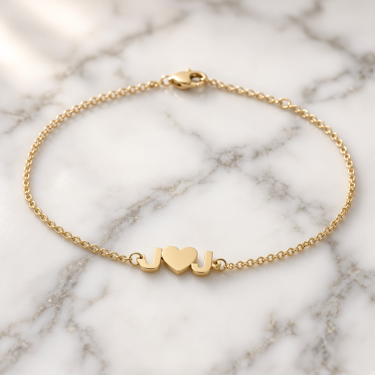 Mini Two Initial Heart Anklet
