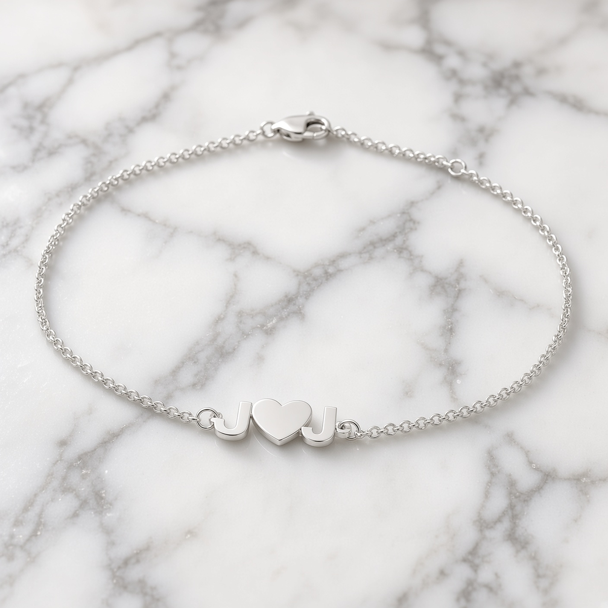 Mini Two Initial Heart Anklet