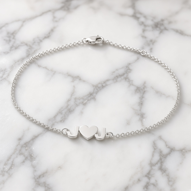 Mini Two Initial Heart Anklet