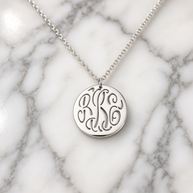 Pierced Circle Monogram Pendant Necklace