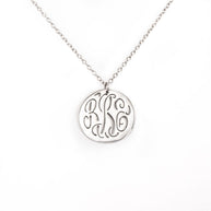 Pierced Circle Monogram Pendant Necklace - Sterling Silver