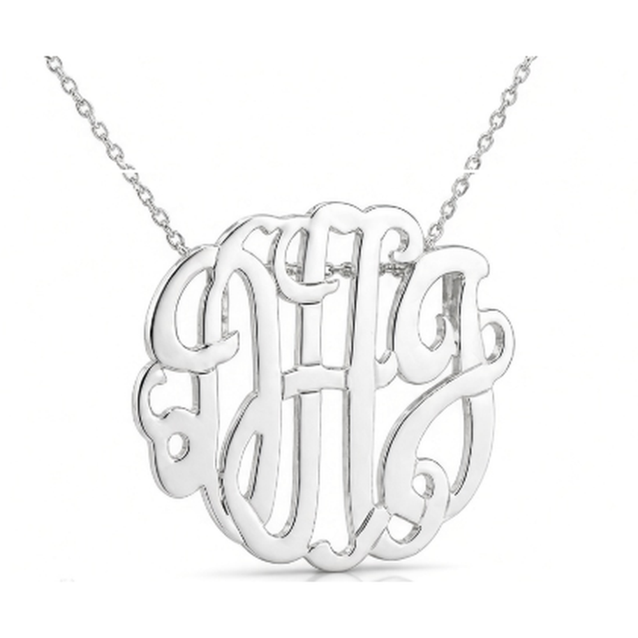 Sterling Silver Monogram Necklace with Sliding Chain