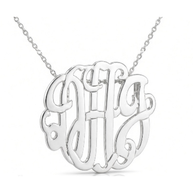 Sterling Silver Monogram Necklace with Sliding Chain