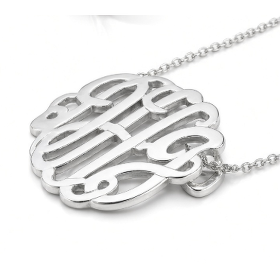 Sterling Silver Monogram Necklace with Sliding Chain