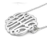 Sterling Silver Monogram Necklace with Sliding Chain