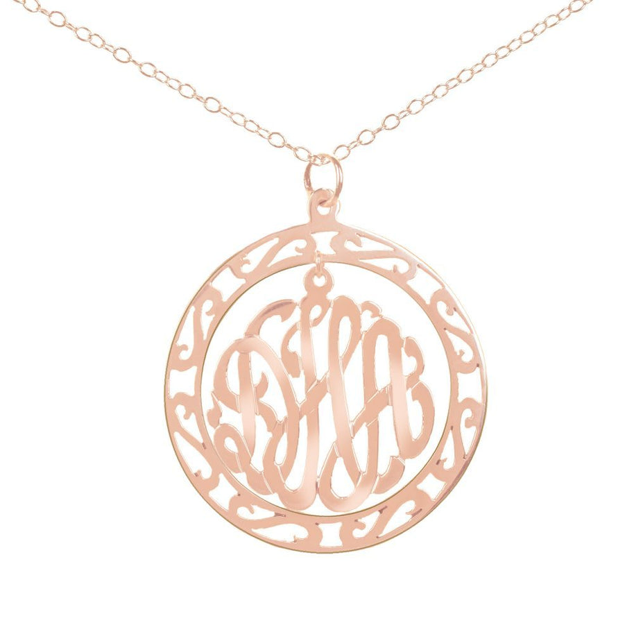 Chandelier Filigree Monogram Necklace - rose gold