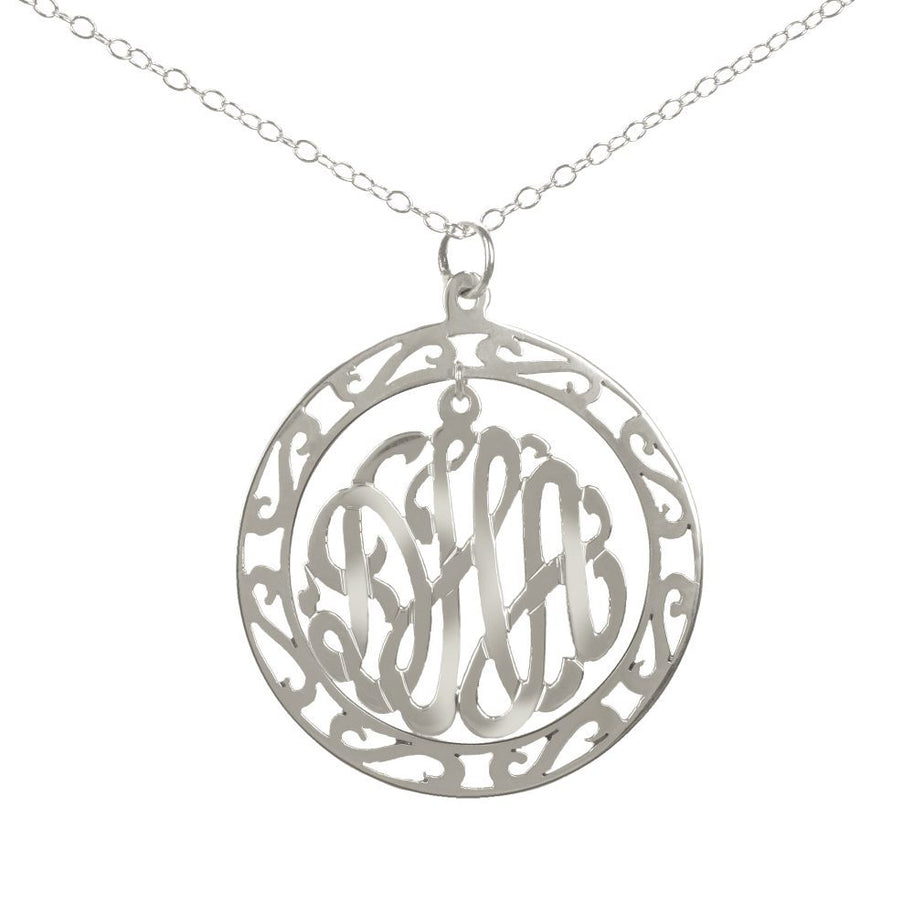 Chandelier Filigree Monogram Necklace - silver