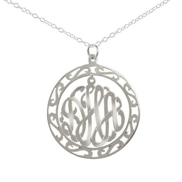 Chandelier Filigree Monogram Necklace - silver