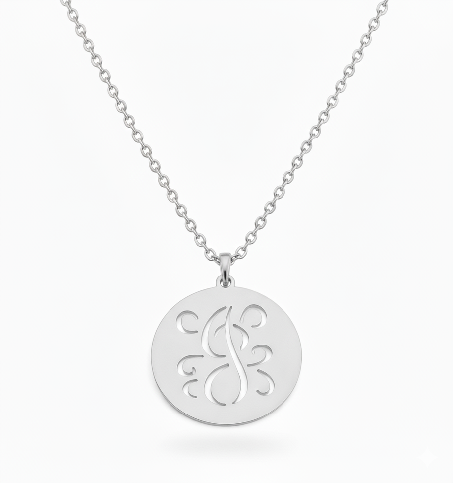 Personalized Initial Necklace in Sterling Silver or Gold Plated Sterling Silver