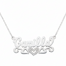 Sterling Silver Name Necklace - Personalized Custom Name - Beaded 3D