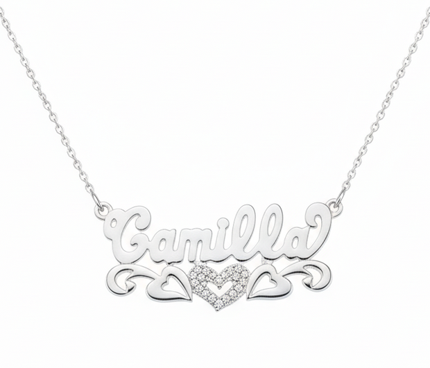 Sterling Silver Name Necklace - Personalized Custom Name - Beaded 3D