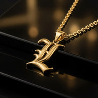 Old English Initial Necklace | Sterling Silver | 14K Gold Plated Pendant