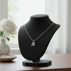 Old English Initial Necklace in Sterling Silver or Gold Plated Sterling Silver - Personalized Initial