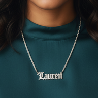 Old English Double Nameplate Necklace Custom Name Personalized