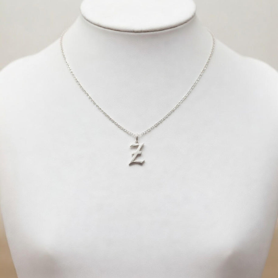 Heights Jewelers Personalized 1 In. Gothic Script Initial Necklace Sterling Silver ($75.65 at checkout)