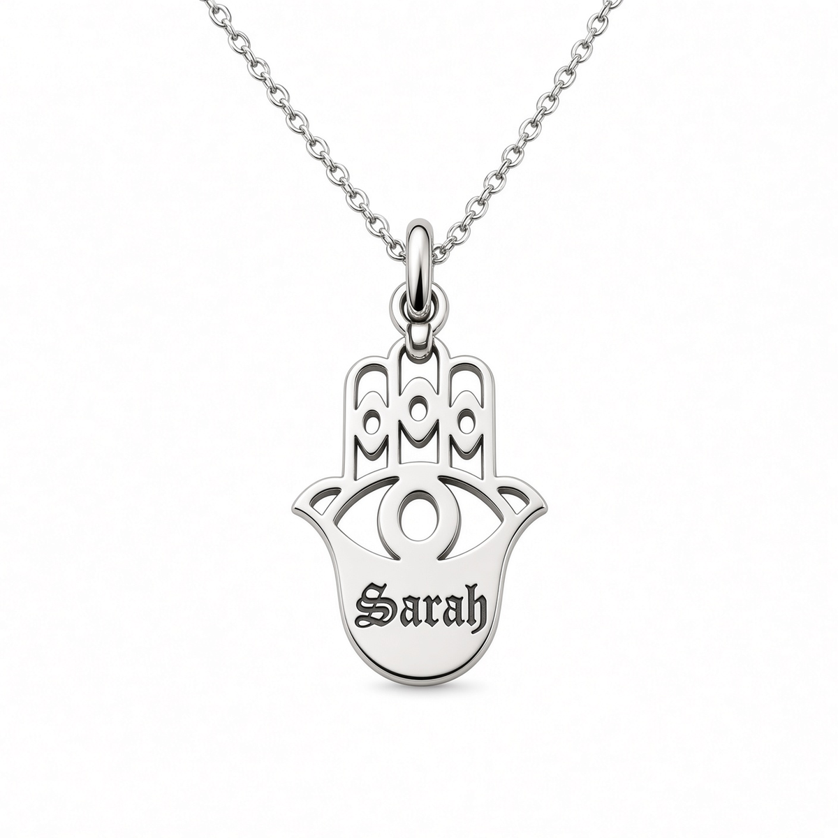Hamsa Necklace - Sterling Silver - Old English Name