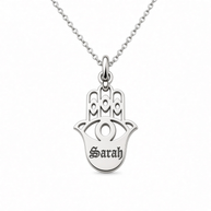 Hamsa Necklace - Sterling Silver - Old English Name