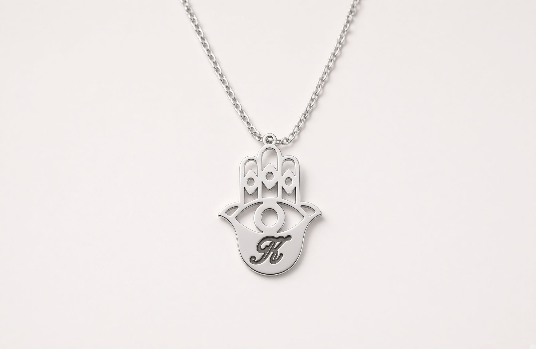 Hamsa Personalzied Initial Necklace| Large Sterling Silver Pendant (Copy)