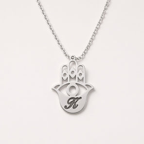Hamsa Personalzied Initial Necklace| Large Sterling Silver Pendant (Copy)