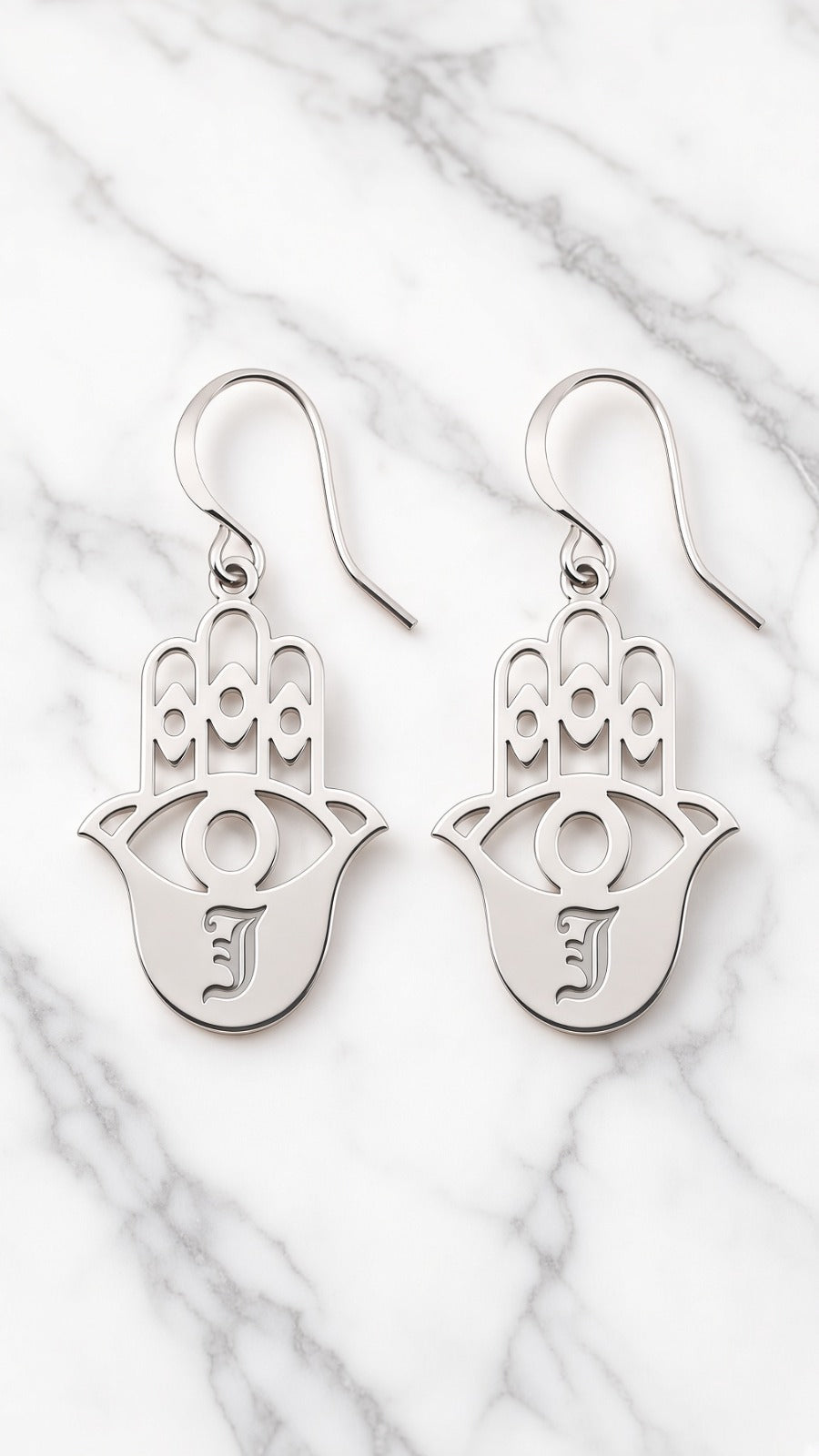 Hamsa Personalized Initial Earrings