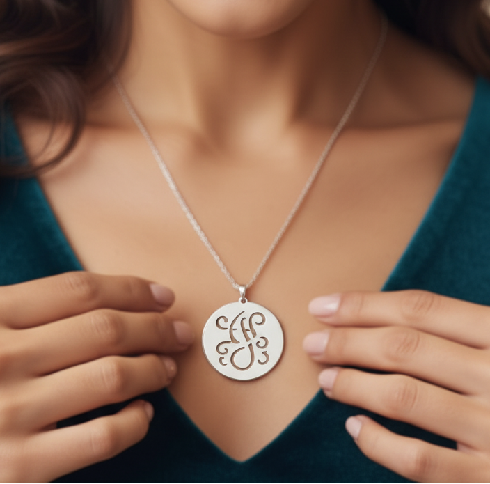 Personalized Initial Necklace in Sterling Silver or Gold Plated Sterling Silver