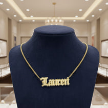 Old English Double Nameplate Necklace Custom Name Personalized